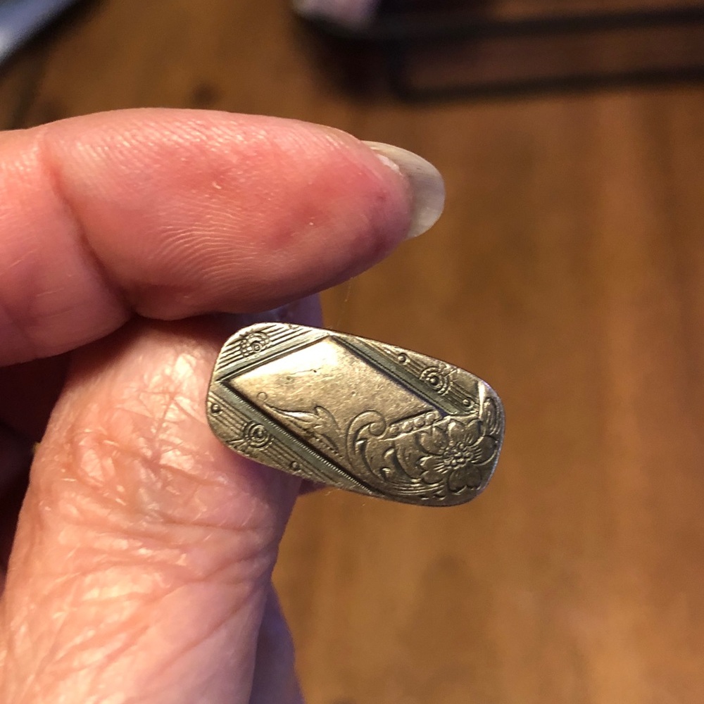 SWANK Brass-Tone Engraved Floral and Geometric Cuff Links